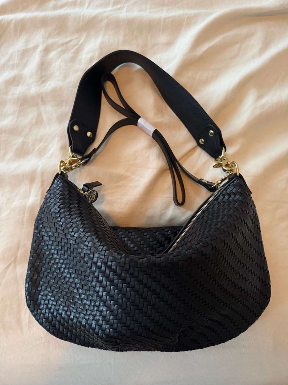Clare V. Moyen Messenger Black Woven Zig Zag